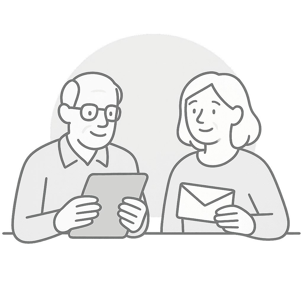 Elderly couple using technology